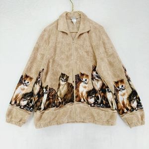 Vintage Blair Cat Print  Made In Taiwan ROC Cat Lady Kitten Fleece Jacket P1175